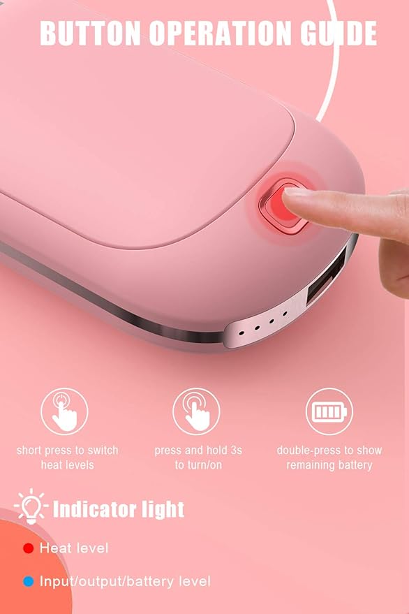 Hand Warmers Rechargeable, 5200mAh Electric Portable Pocket Hand Warmer Heater Pocket Warmer Dual-Sided Quick Heating Great for Outdoor Fishing Hunting Golf Camping Gifts for Men Women