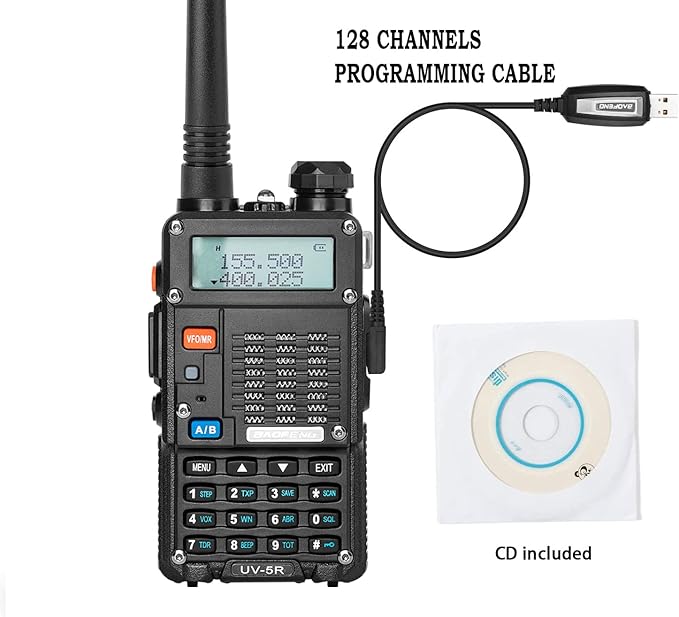 Ham Radio, BaoFeng UV-5R Pro 8W Walkie Talkies, Handheld Dual Band Two Way Ham Radios Long Range with Rechargeable Battery, Earpieces, Mic, Antenna and Programming Cable (2 Pack)