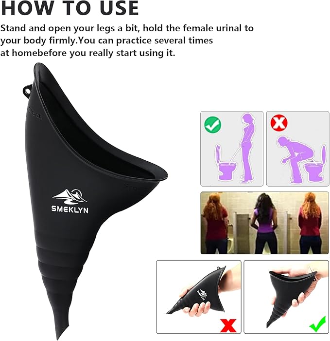 Female Urination Device Women Pee Funnel Reusable Silicone Urine Cup Female Urinal Post Surgery Pee Standing Up Perfect for Camping Hiking Travel Road Trip Accessories-Plus Size