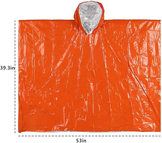 2pcs Emergency Blanket Poncho, 39.3 x 53inch Thermal Mylar Space Blanket Rain Ponchos Survival Gear and Equipment for Outdoor Activity Camping Hiking