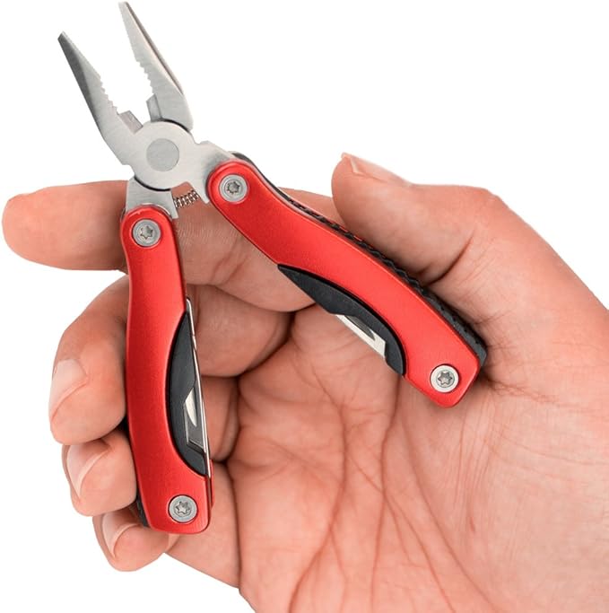 11-in-1 Multitool - 3" Stainless Steel Folding Utility Pocket Tool with Carrying Pouch by Knack (Black)