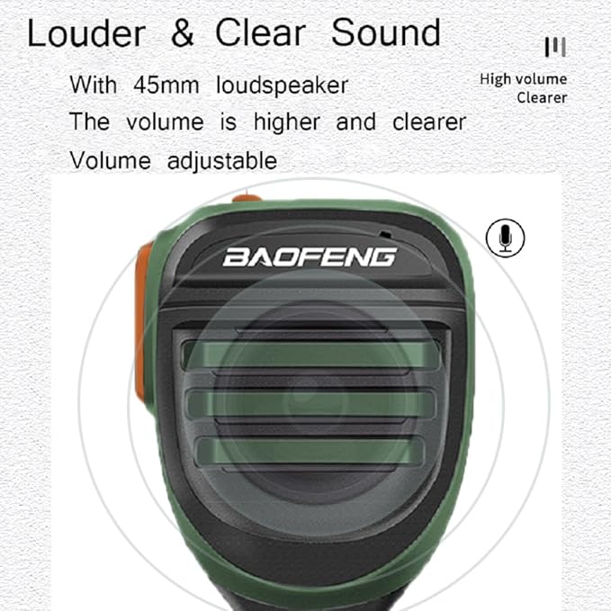 BAOFENG BF-F8HP Microphone Speaker Handheld Mic Waterproof Upgrade of Original BF Mic for Walkie Talkie Long Range 2Pin K Mic Green Compatible with UV-82 UV-S9 UV-5R P15UV