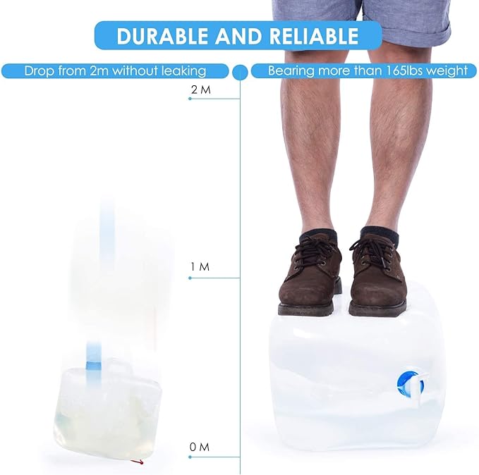 Collapsible Water Container Jug, 2.6 Gallon No BPA Water Storage Carrier with Spigot, for Camping Hiking Backpacking RV Outdoors and Emergency, Foldable Portable Survival Kits for Hurricane