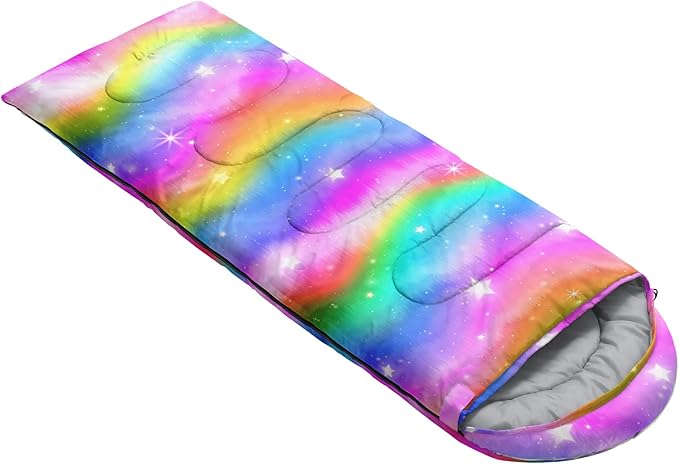 BSNTHO Rainbow Camping Sleeping Bags,3 Season Warm & Cool Weather,Lightweight,Waterproof Sleeping Bags for Adults & Kids,Traveling,and Outdoors,Camping Gear Equipment,31x90inch