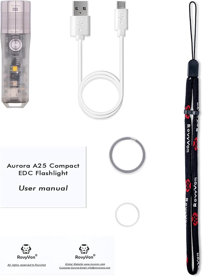 RovyVon A25R Pocket Flashlight 1000 Lumen Rechargeable 7 Setting with Red Sidelight, Waterproof EDC Flashlights Glow in The Dark, Ideal for Daily Use, Camping, Outdoor Activities