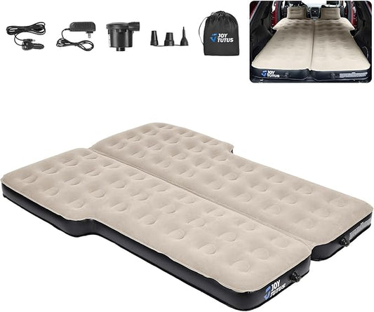 JOYTUTUS SUV Air Mattress Camping Bed,3.0 Thickened Flocking Car Camping Inflatable Mattress,Anti-Leakage,with 2 Pillows & Electric Pump Universal Car Bed for SUV Trunk and Rear Seat