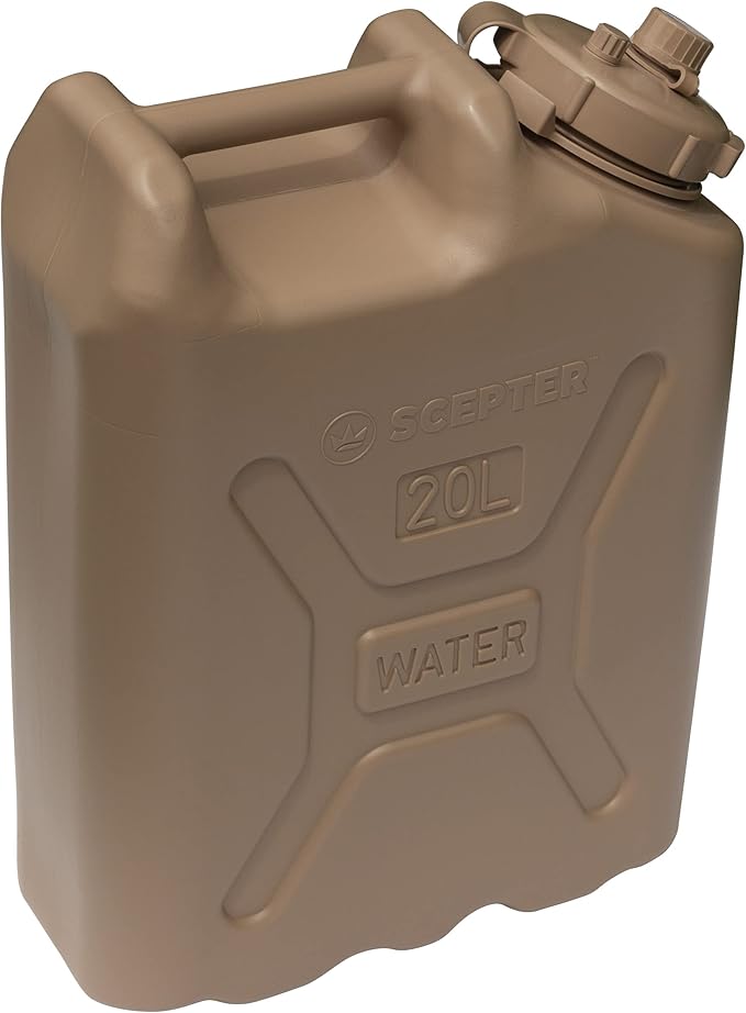 5 Gallon 20 Liter BPA Free Lightweight Portable Water Storage Container for Camping and Emergency Storage, Plastic Sand