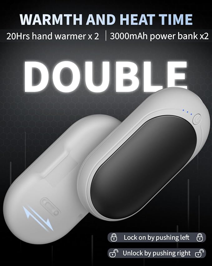 Hand Warmers Rechargeable, KNIFOD 2 Pack 6000mAh Portable Electric Handwarmers, Reusable USB Pocket Heater Great for Raynauds, Hunting, Golf, Camping, Christmas Outdoor, Women Mens Warm Gifts