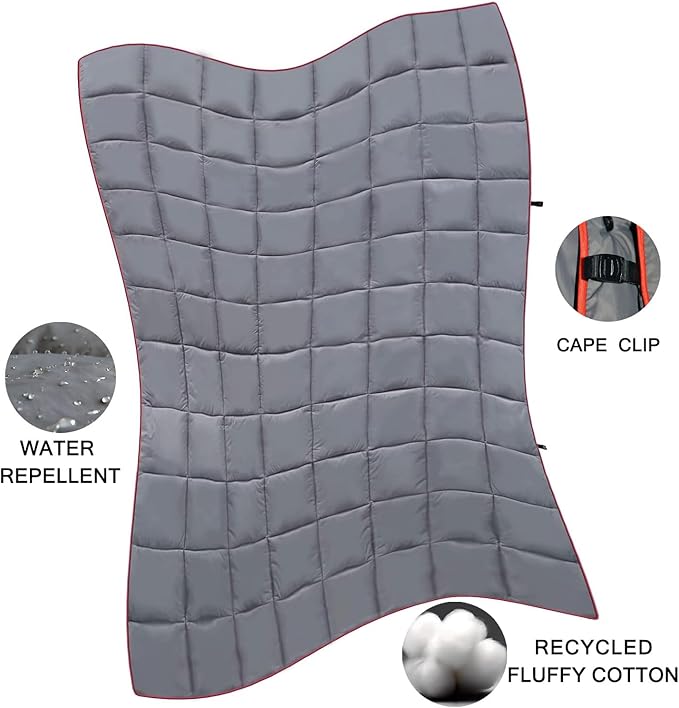 Camping Blanket, Puffy Waterproof Travel Blanket, Warm Cozy Picnic Blanket, for Outdoors, Travel, and Mountain.(Grey, 55" x 39")