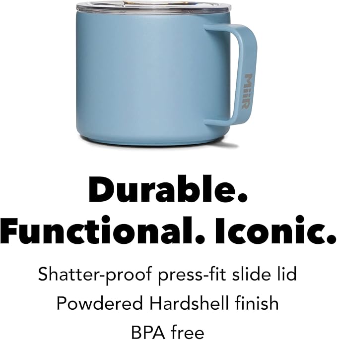 MiiR, Camp Cup, Vacuum Insulated, Stainless Steel with Slide Lid, BPA Free, Home, 8 Fluid Ounces