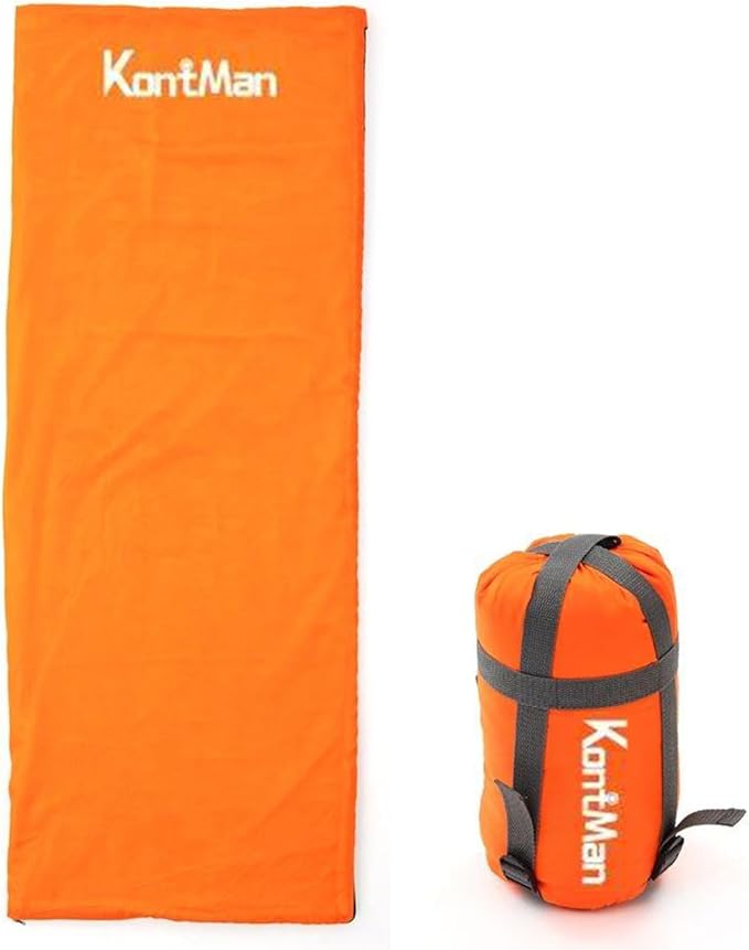 Sleeping Bag Portable Folding Sleeping Bag, KontMan Lightweight Warm Sleeping Bag for Adults, Outdoor Camping Tent Equipment and can be Used as a Quilt (Orange)