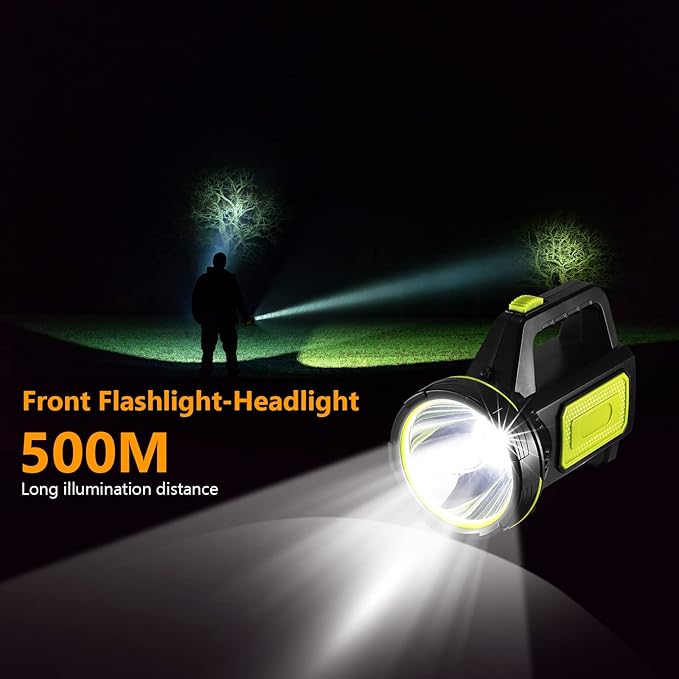 ONEVER Rechargeable Spotlights Handheld Flashlight LED Super Bright Rechargeable Flashlight, 2 Modes LED Searchlight 1200mAh Hand Flashlight Portable LED Lantern Outdoor Camping Emergency Flashlight