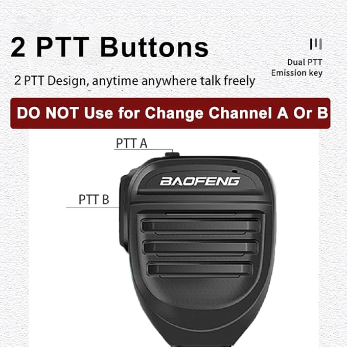 BAOFENG BF-F8HP Microphone Speaker Handheld Mic Waterproof Upgrade of Original BF Mic for Two Way Radio Long Range 2Pin K Mic Black Compatible with UV-82 UV-S9 UV-5R P15UV