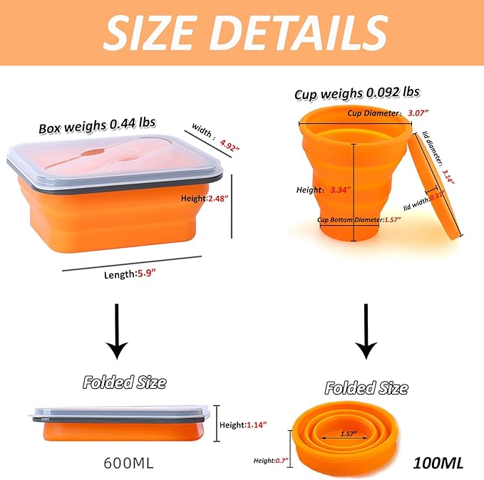 Camp Mess Kit Include Collapsible Bowls for Camping,Collapsible Cup with Lid,Camping Utensils for Hiking, Backpacking, Lunch, Beach Camping Bowl and Utensil Set