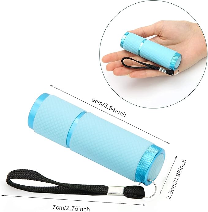 AHIER 9 LED Glow in Dark Flashlights, Rubber Coated Small Flashlights with Straps, Portable Handy Lights for Camping, Hiking, Indoor, Assorted Colors (1 Colors 1 PCS)