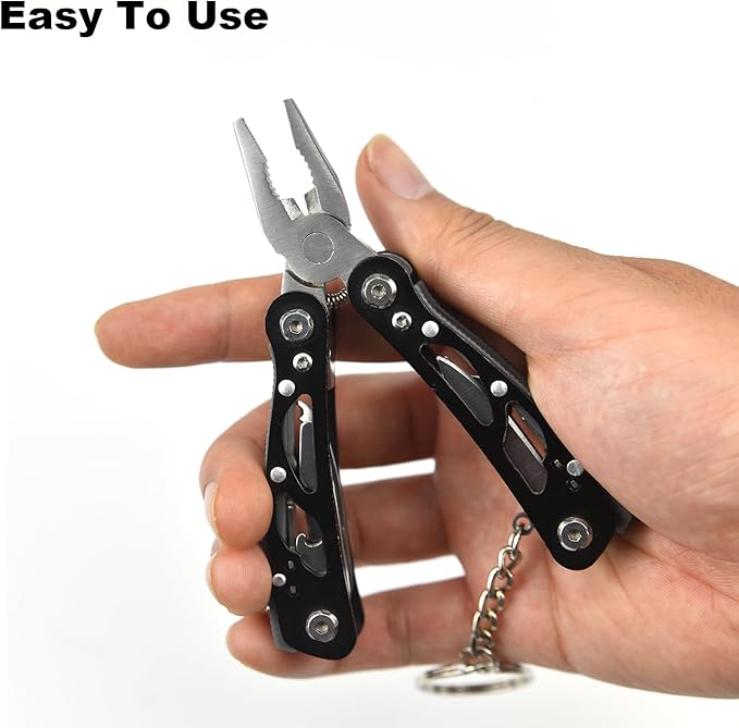 MINI Multitool Pliers, Multitool 14-in-1 Stainless Steel Multi Tools, Replaceable Bits Multitools for Outdoor, Black Camping and Survival Tools, Portable Computer and Bike Gadgets