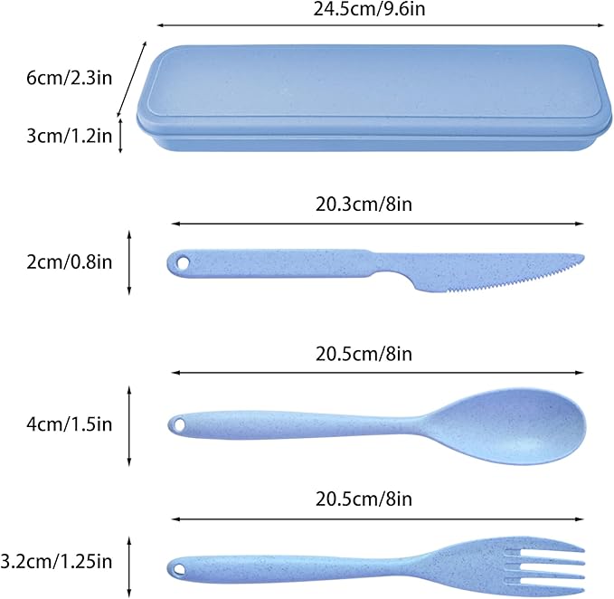 Lnrkai Large Camping Utensil Set, 4 Sets Reusable Utensils Set with Case, Plastic Cutlery Set Travel Silverware Set with Case for Travel Picnic Camping or Daily Use