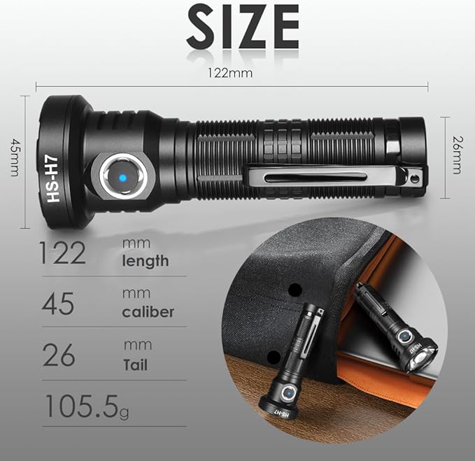 Home Safety H7 EDC USB Rechargeable Flashlight, High Lumens Tactical Flashligt Powerful Pocket Light with SFT-40 LED & TIR Lens Bright Waterproof Torch for Home Emergency,Home