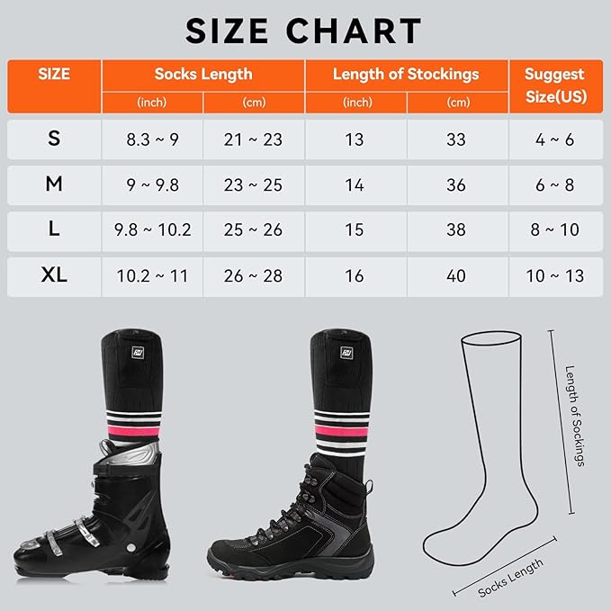 Heated Socks for Women Men Rechargeable Washable, Battery Electric Heated Socks Foot Warmers with APP Control for Skiing Hunting Riding Camping Fishing Hiking Outdoor Work