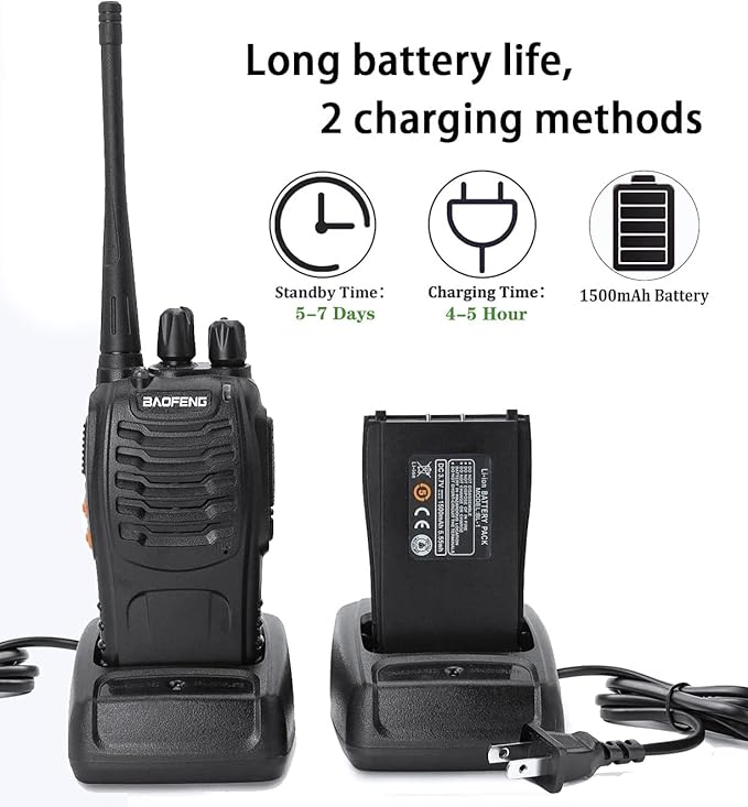 Baofeng Walkie Talkies bf-888s Two-Way Radios Long Range Rechargeable Interphone for Adults Professional Handheld UHF Communicator 6 Pack Walky Talky Set with Earpiece,Li-ion Battery and Charger