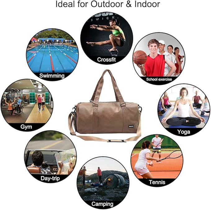 ROTOT Gym Duffel Bag, Gym Bag with Waterproof Shoe Pouch, Weekend Travel Bag with a Water-resistant Insulated Pocket