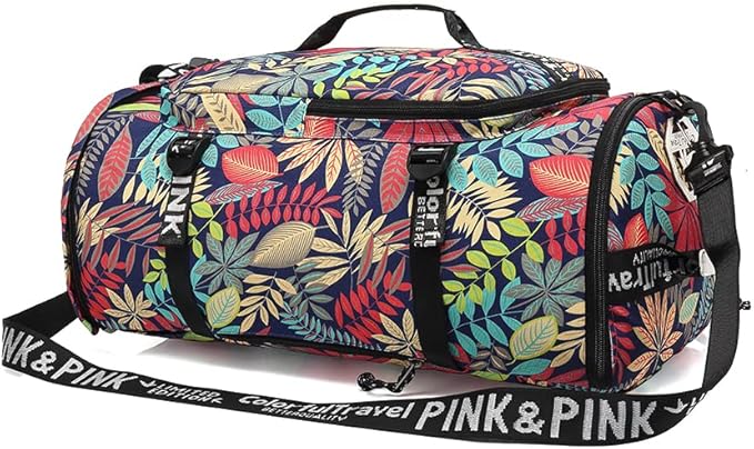 Floral Gym Duffle Bag Backpack 4 ways for Women Waterproof with Shoes Compartment for travel Sport Hiking laptop Lightweight, Kalesi