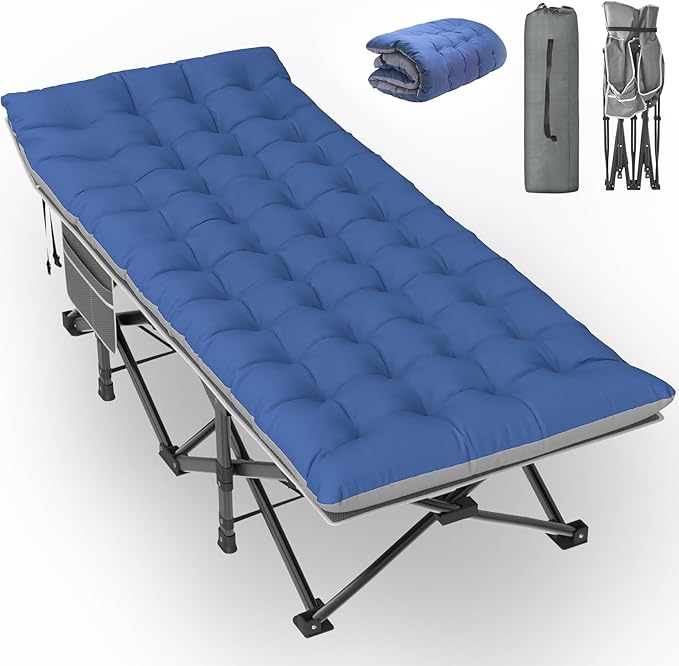 Slendor XXL Camping Cot for Adults, 79"x32"x19" Oversized Folding Cot with Mattress, Heavy Duty 500lbs Support, Portable Carry Bag for Travel, Guest & Outdoor Use