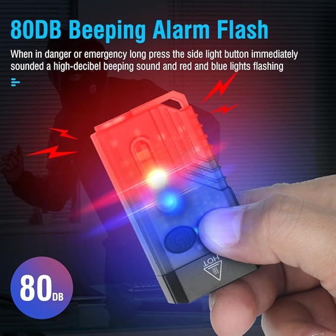 UniqueFire V10 Mini EDC Rechargeable Flashlight 1000 High Lumens, 365nm UV Blacklight 12 Modes Multi-Color Light Source, Small Pocket Keychain Light with Magnetic Base & Beeping Alarm