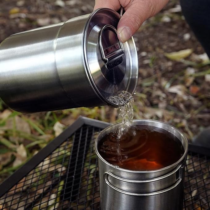 2Pcs Camping Cup Cups and Mugs Stainless Steel Camp Cup Mug Pot big cup 980 ml small cup 700 ml