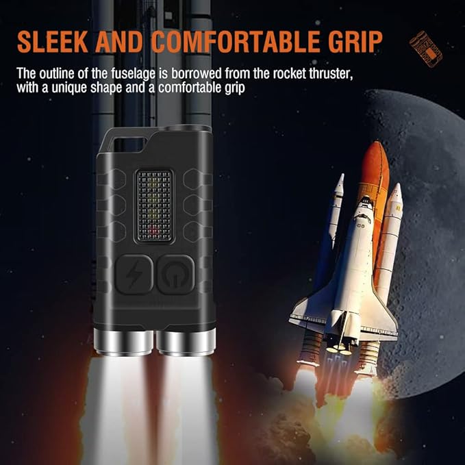 Mini Flashlight Keychain EDC Flashlight Rechargeable Magnet LED Bright 900LM Red UV Blue Light,IP65 Waterproof and 12 Light Modes Pocket Flashlight for Adventure Camping Black