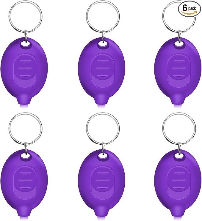 Mini UV Led Keychain Flashlight, Tiny Flashlight, Small Black Light Key Ring Flashlight, 12 Lumen Portable Ultra Bright Battery Powered Mini Black Light for Detector & Scorpion Finder (6PCS)