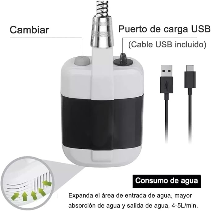 Portable Outdoor Shower with Shower Pump, 2200mAh Battery Powered Camping Shower with 59.1Inch Hose, Water Saving, Camping Showerhead for Beach Hiking