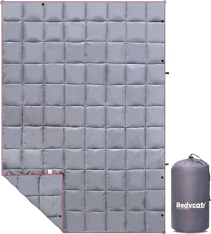 Camping Blanket, Puffy Waterproof Travel Blanket, Warm Cozy Picnic Blanket, for Outdoors, Travel, and Mountain.(Grey, 78" x 56")