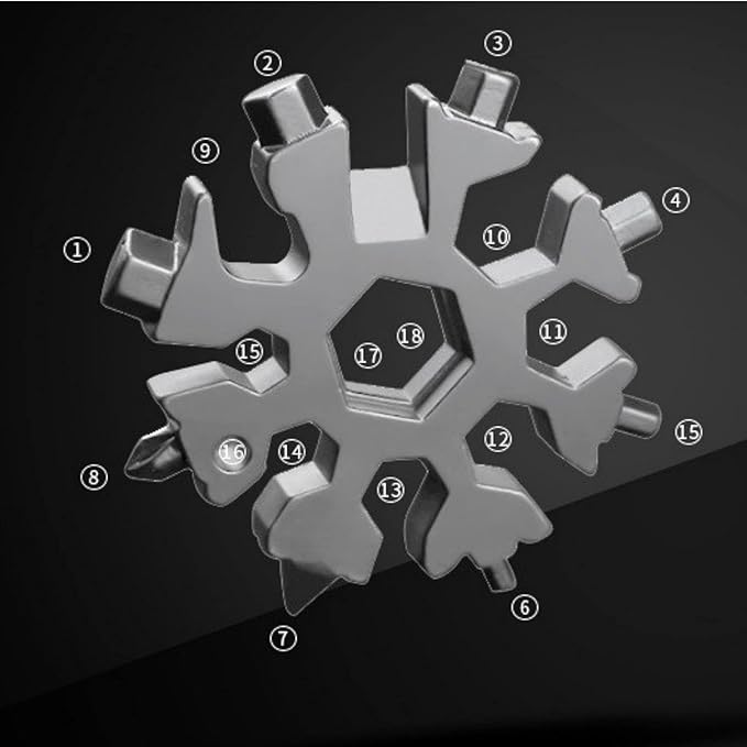 3 Pack 18-in-1 Snowflake Multi Tool, Stainless Steel Snowflake Multi-Tool Bottle Opener/Flat Phillips Screwdriver Kit/Wrench, 18 in 1 Stainless Multitool (Standard, Stainless)