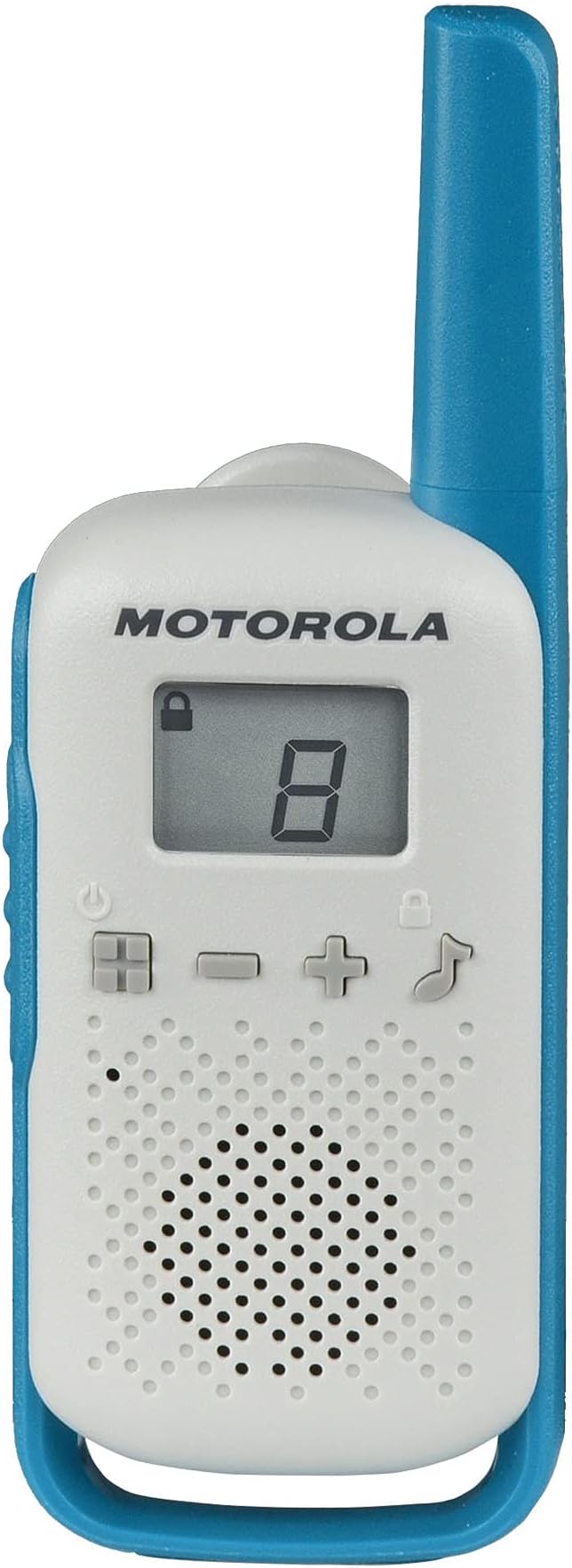 Motorola Solutions, Portable FRS, T114TP, Talkabout, Two-Way Radios, Battery Operated, 22 Channel, 16 Mile, White/Blue, 3 Pack