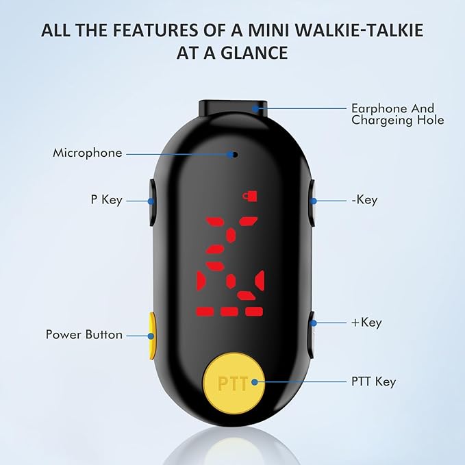 Mini Walkie Talkie Headset: Bluetooth Two-Way Radio FM Transceiver, Portable Small Walkie Talkies for Restaurants, Sports & Outdoor Activities, Wearable for Hospitals & Tourism