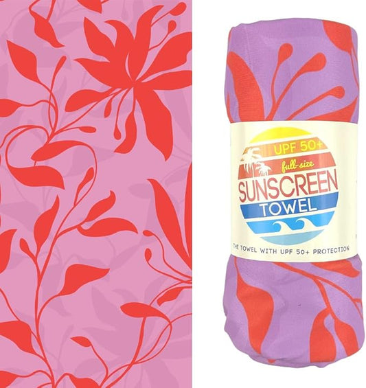 Luv Bug UPF Pool/Beach Towel, Sunscreen Towel, UV Protection, UPF 50+, Sand Free Absorbent & Quick Dry Swimming Towel for Beaches, Camping, & Travel (28.5" x 58.5", Bold Blooms)