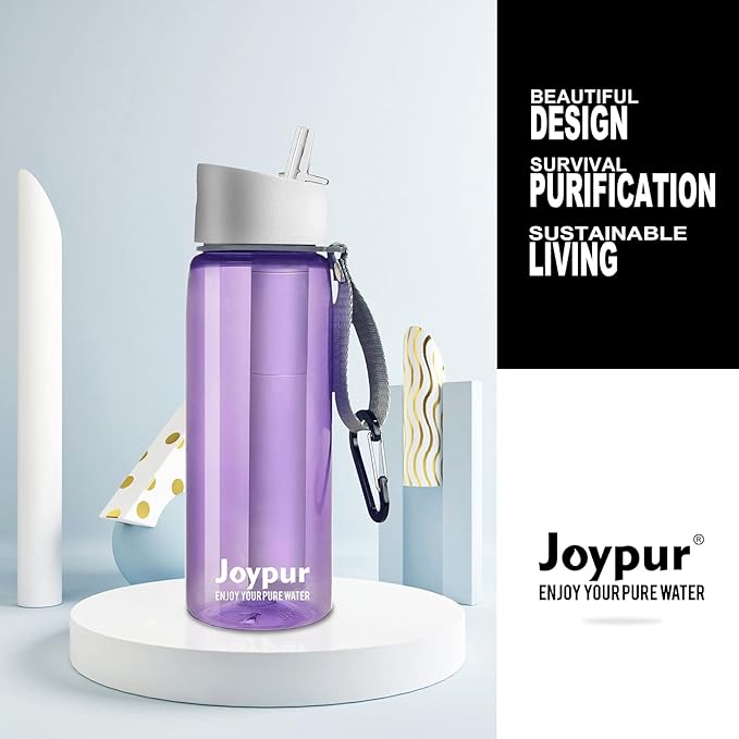 0.01 μm Ultra Filtration Portable Water Bottle - 4-Stage Filtered BPA-Free Reusable Water Bottle - for Survival,Hiking,Emergency,Camping and Backpacking
