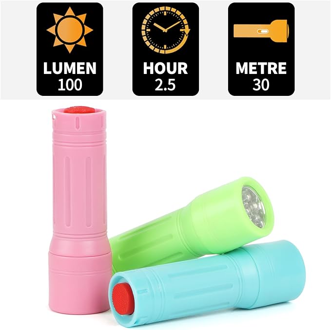 9-LED Mini Flashlight, Small Multicolor Flashlights with Lanyard, Batteries Included, for Hurricane Supplies Party Favors, Gift