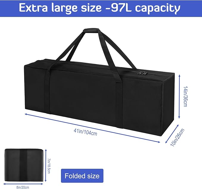 INFANZIA Duffel Travel Sports Equipment Bag, Long Luggage Bag with Upgrade Zipper Water Resistant, Extra Large Foldable Storage Bag for Camping, Tent, Tripod, Fishing(41x10x14 inch,1PCS)