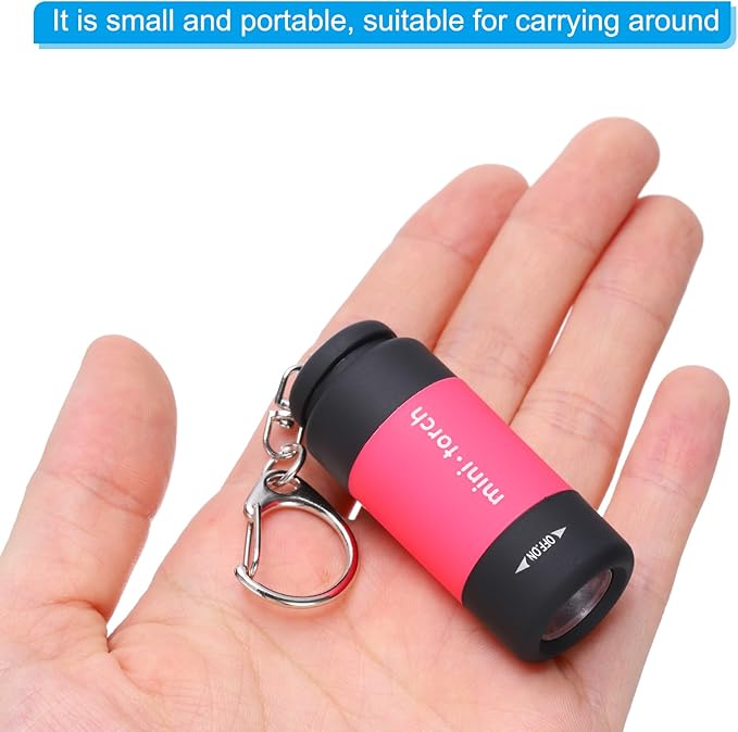 PATIKIL Mini Keychain Flashlight, Pocket LED Flashlight Portable Torch USB Rechargeable for Outdoor Camping Party, Pink