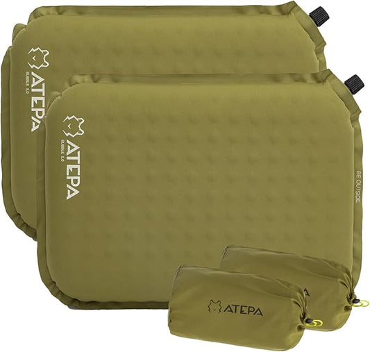 ATEPA Inflatable Stadium Seat Cushion, Self-Inflating Memory Foam Stadium Seats Camping Accessories Chair Pad for Outdoor Airplane Travel Bleacher Patio Backpacking