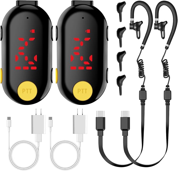 Mini Walkie Talkie Headset: Bluetooth Two-Way Radio FM Transceiver, Portable Small Walkie Talkies for Restaurants, Sports & Outdoor Activities, Wearable for Hospitals & Tourism