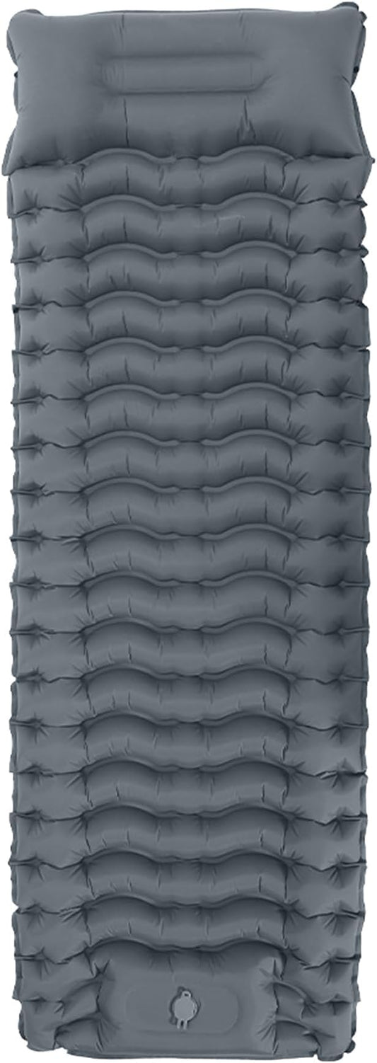 Sleeping Pad Backpacking, Self Inflating Sleeping Pads for Camping Ultra Lightweight, Air Inflatable Folding Camp Hiking Single Thick Sleep Mat with Pillow Foot Pump for Adult Camper Outdoor Tent