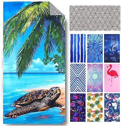 Microfiber Lightweight Thin Beach Towel Sandproof Compact Clearance Towels Quick Dry Sand Free Pool Swim Fast Drying Sandless Blanket Travel Essentials Accessories Vacation Women Men Adult Gift Turtle