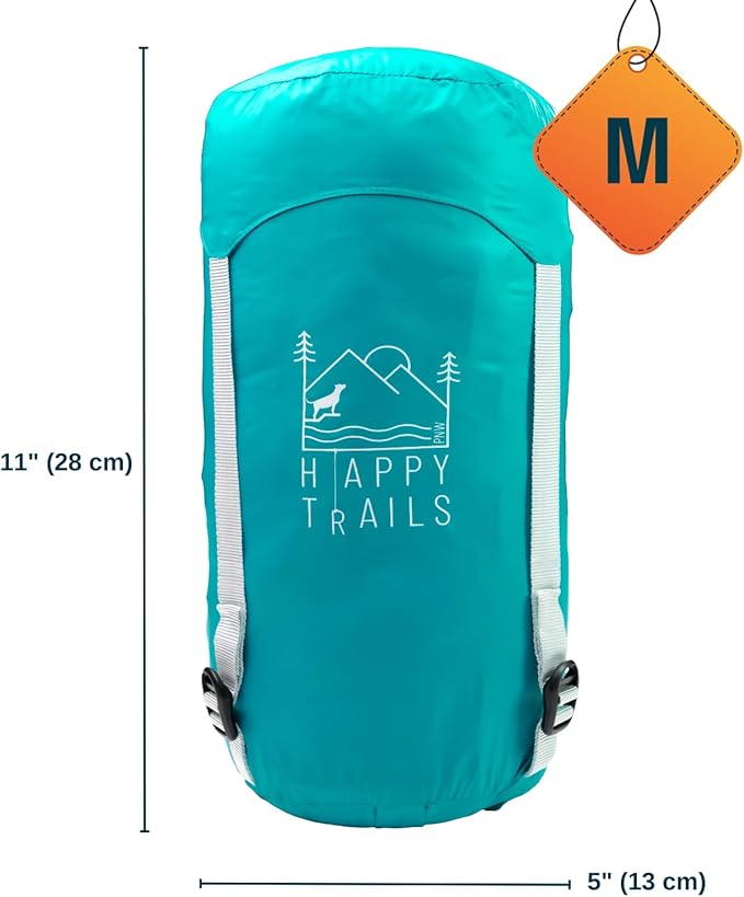 Glacial Blue Ultralight Dog Sleeping Bag with Packable Bed for Hiking, Camping and Outdoor Travel - Medium Size