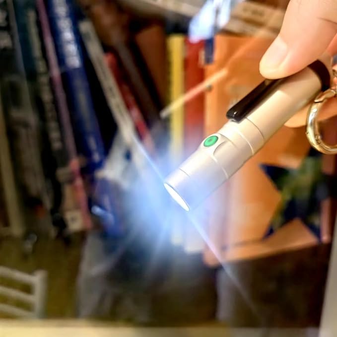 Mini Rechargeable Keychain Flashlight USB C Bright Key Light Portable Pocket Flashlight for EDC,Dog Walking, Hiking,Camping,Emergency(Silver)