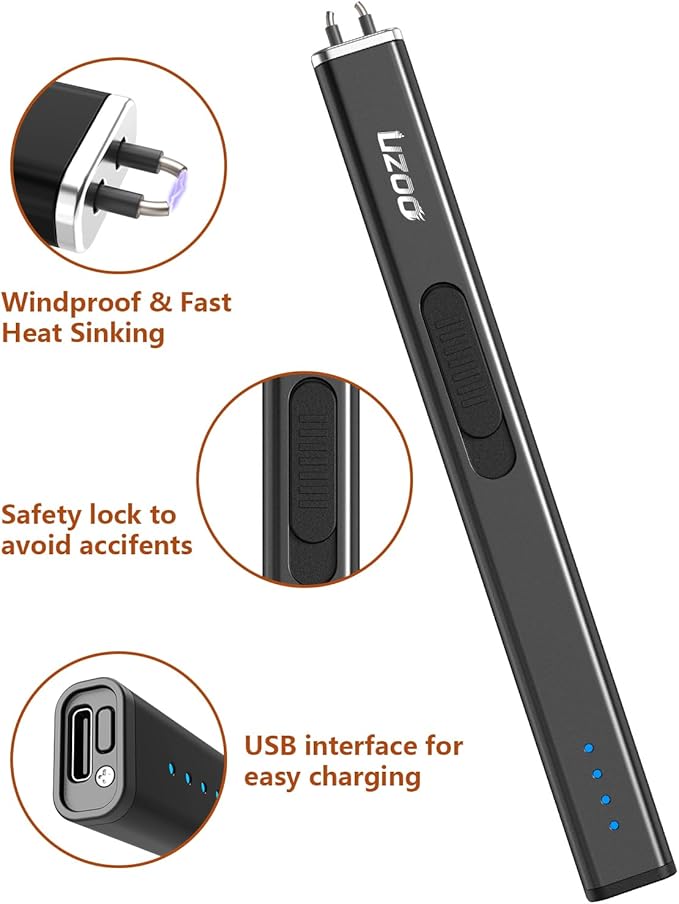 2 PCS Lighter Electric Candle Lighter Rechargeable Arc Long Lighter Flexible Neck Flameless Grill USB Lighters for Candle Aromatherapy Camping BBQ Gas Stoves (Obsidian Black)