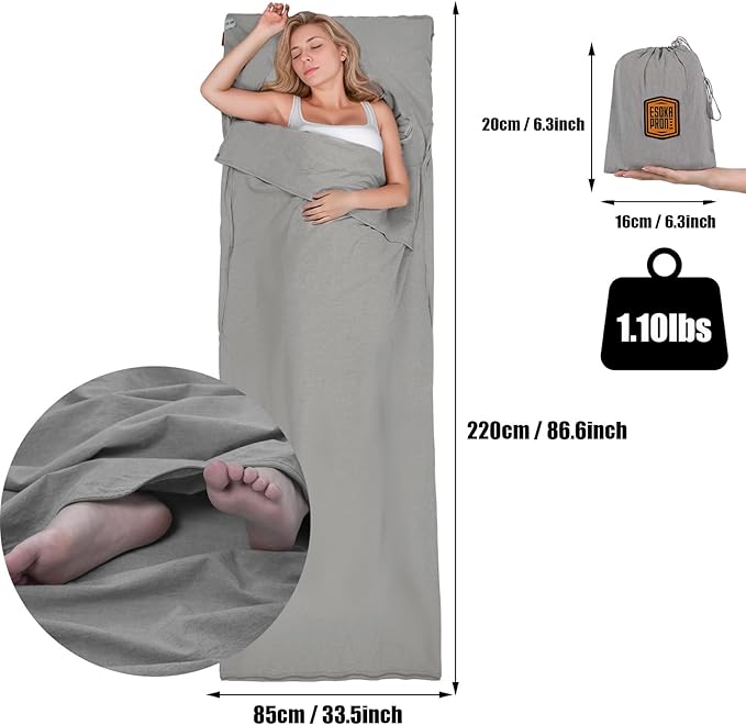 Sleeping Bag Liner,Lightweight Travel Camping Sheet Sleep Bag Liner for Adults,Hotel Compact Portable Sleeping Sack Indoor Outdoor Hostels Traveling Backpacking Hiking Blankets