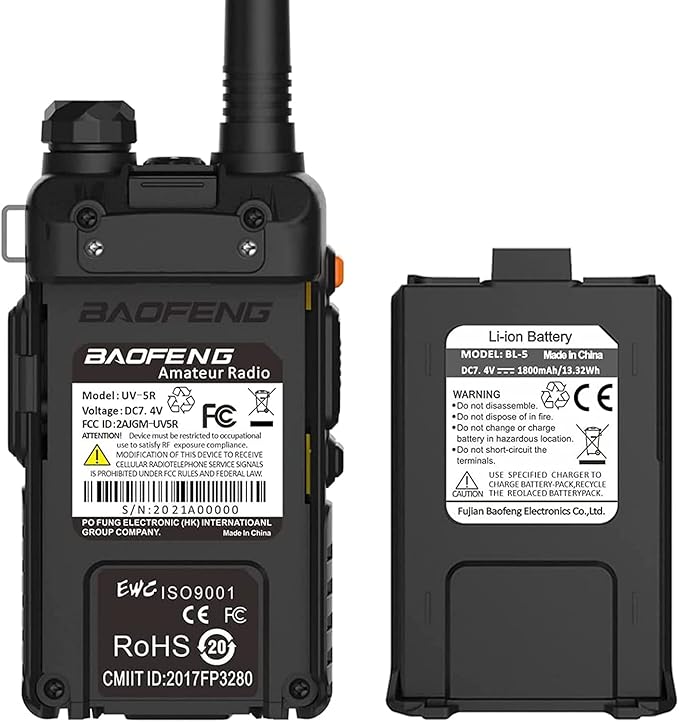 BAOFENG UV-5R Two Way Radio Handheld Ham Radio Dual Band Walkie Talkie(2PACK, Black)